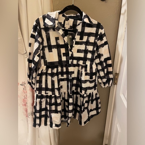 Anthropologie The Bettina Tiered Mini Shirt Dress by Maeve XXS Color: CARBON NWT - Picture 5 of 7